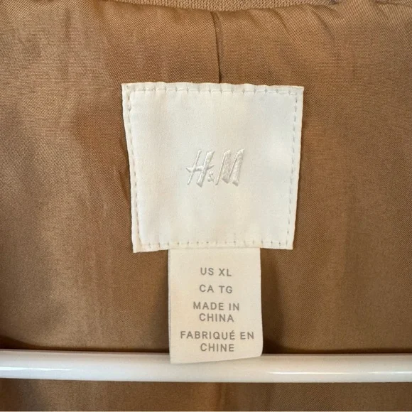 H&M Classic Tan Double-Breasted Women's trench Coat size XL - Picture 3 of 14